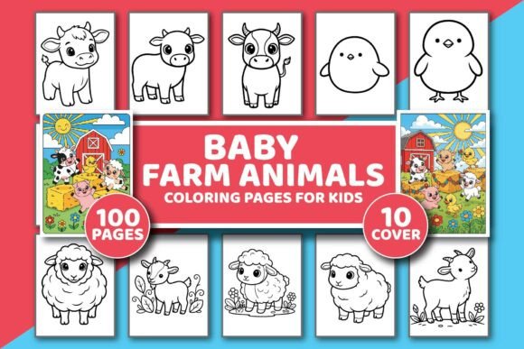 Baby Farm Animals Coloring Pages for Kid: Graphics & Coloring Pages Amp