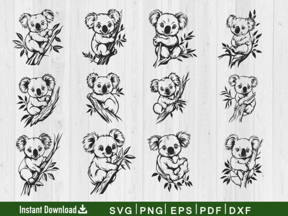Baby Koala SVG Vector Bundle: Graphics for Crafts & Playful Branding