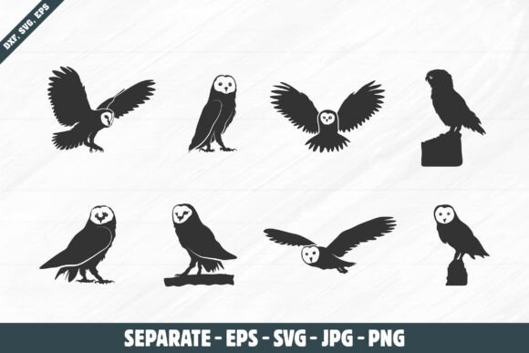 Barn Owl Silhouette Set: Graphics for Crafts & Branding