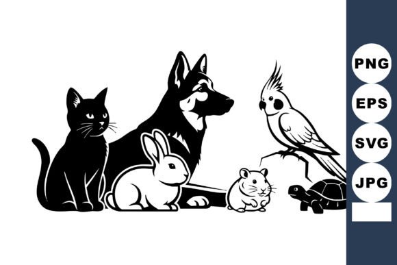 Black Cat Dog Rabbit Animal Vector: Crafts & Graphics