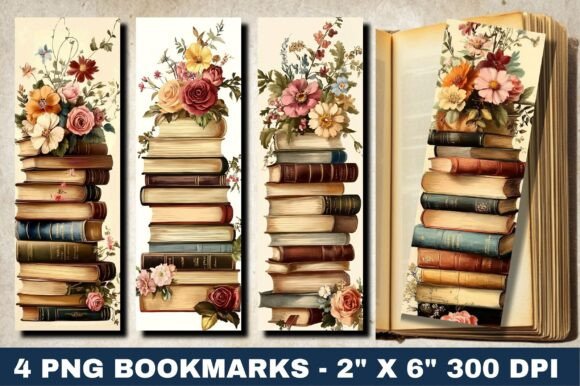 Books with Flowers Bookmarks PNG: Crafts & Graphics Review