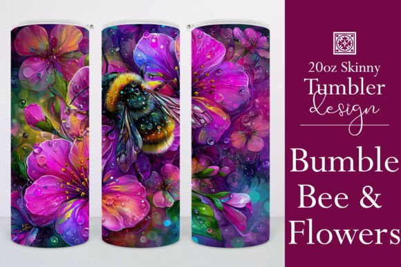 Bumble Bee Flowers 20oz Tumbler Wrap, W7
