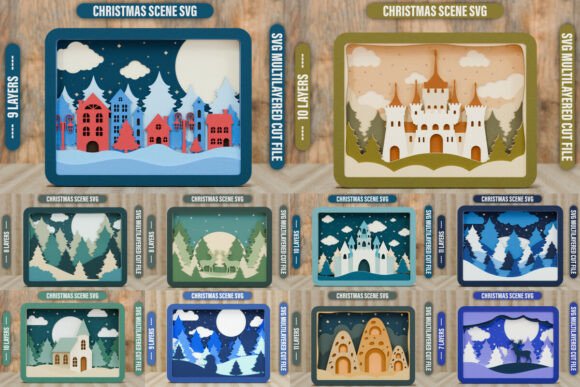 Christmas Scene SVG Laser Craft BUNDLE: Graphics for Crafts