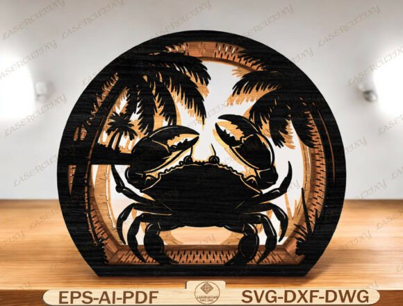 Crab Animal Lantern Laser Cut: Graphics & Graphic Templates