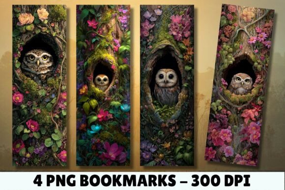 Cute Forest Owl Bookmark Graphics & Print Templates