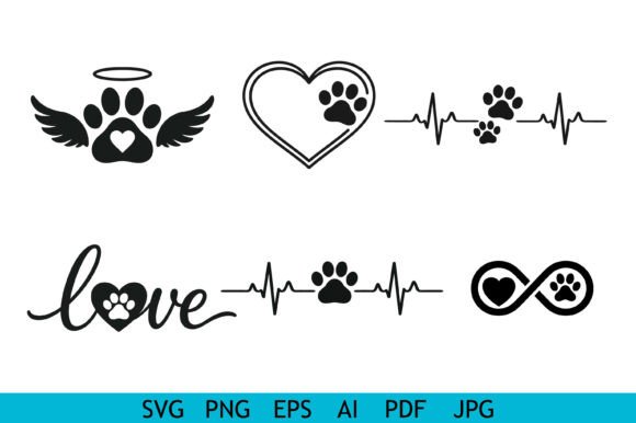 Cute Paw Love Icon Collection: Graphics for Crafts & Local Brands