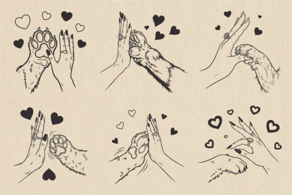 Cute Pet Paw and Hand Love SVG Bundle: Graphics for Crafts & Heartfelt Branding