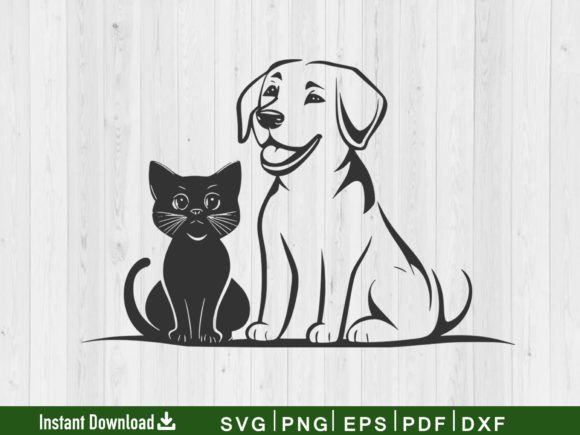 Dog and Cat SVG Silhouette Vector File for Crafts & Graphics