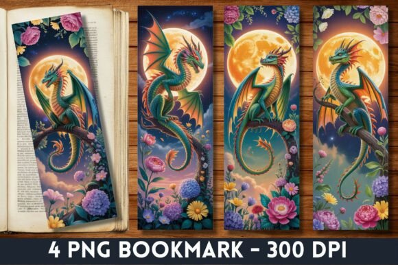 Enchanted Dragon Flower Magical Bookmark