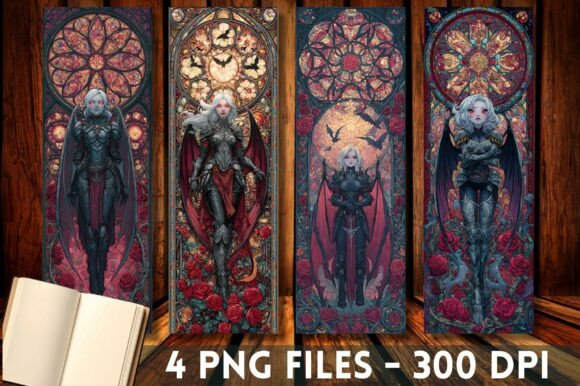 Fantasy Vampire Stained Glass Bookmark: Graphics for Crafts