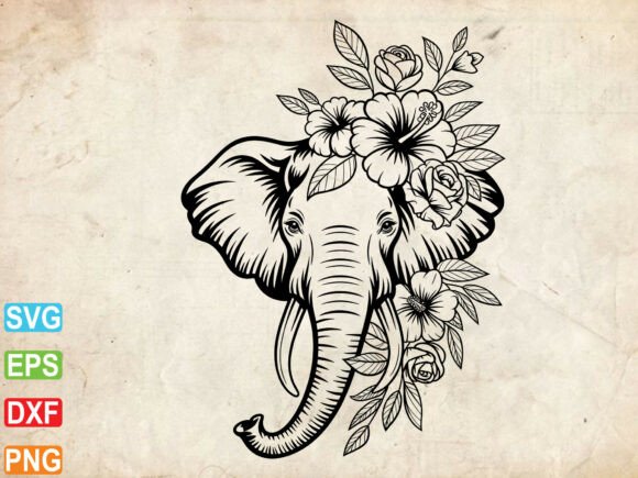 Floral Elephant SVG: Boho Graphics for Crafts