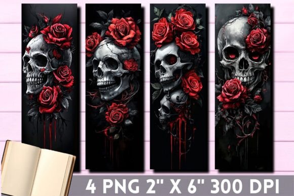 Flower and Skull Bookmarks Sublimation: Graphics for Crafts