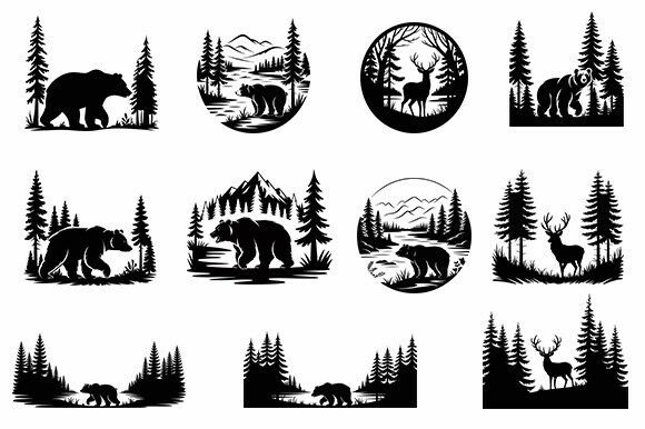 Forest Animal Silhouette SVG Bundle: Graphics for Crafts & Branding