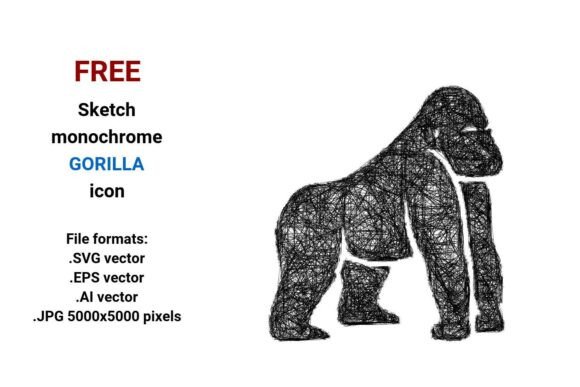 FREE Sketch Gorilla Icon: Graphics Freebies That Deliver