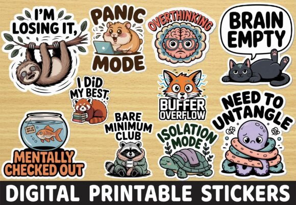 Funny Sloth Mental Health Animal Sticker