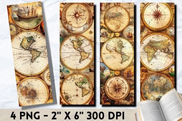 Geography Bookmark Sublimation PNG: Graphics for Print Templates