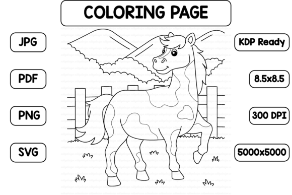 Horse Farm Animal Coloring Page Graphics