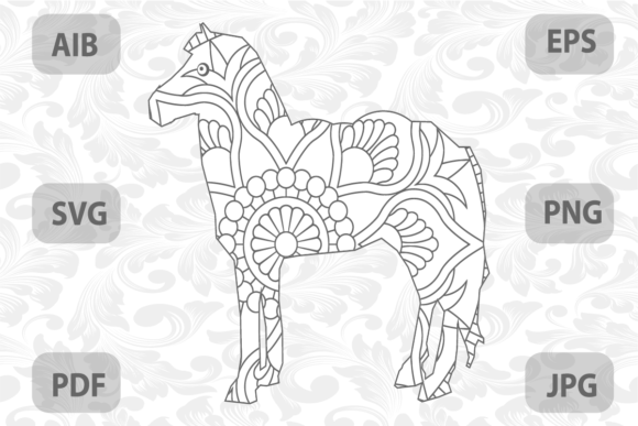 Horse Mandala Coloring Page for Adults: Graphics & Coloring Pages Amp