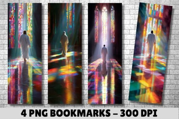 Jesus Glass Light Church Scene Bookmark Graphics