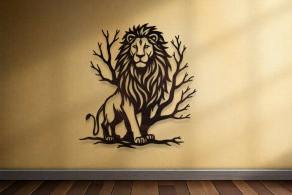 Laser Cut Lion Wall Art SVG: Graphics for Crafts & Brand Projects