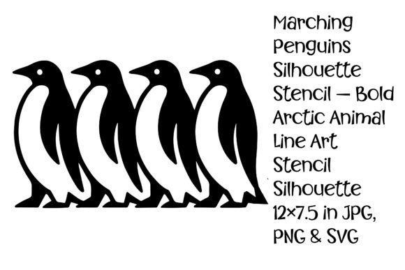 Marching Penguins Silhouette Stencil