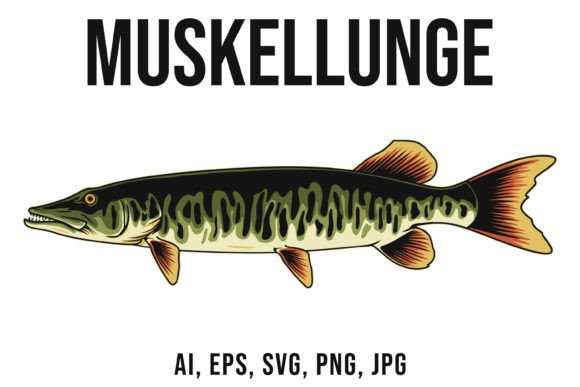 Muskellunge Fish Vector Drawing