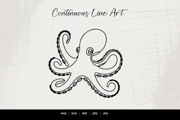 Octopus Continuous Line Art: Graphics for Crafts & Content