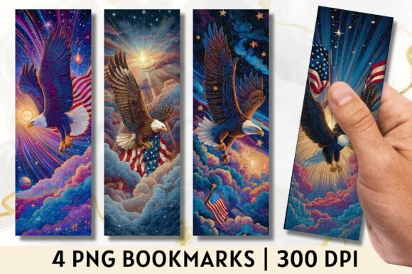 Patriotic American Eagle July Bookmark Graphics for Crafts