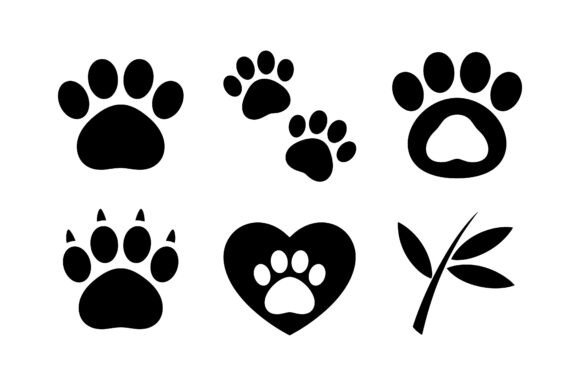Paw Print Bamboo Vector Silhouette: Graphics for Crafts