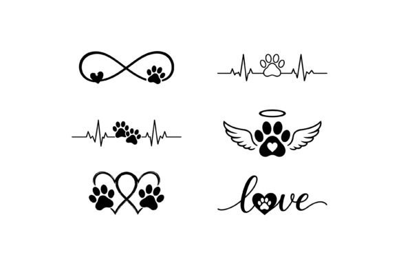 Pet Memorial Love Paw Symbol Set