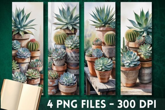 Potted Succulent Plants Garden Bookmark Graphics