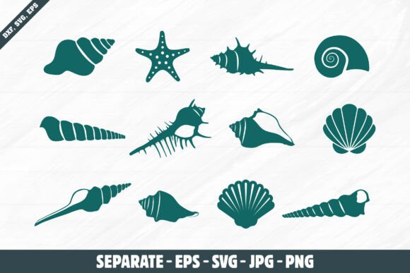 Sea Shell Silhouettes: Graphics for Crafts & Coastal Branding