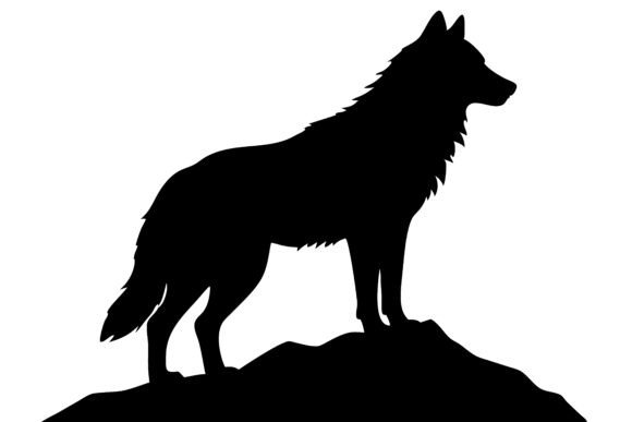Striking Black Wolf Silhouette Standing Graphics for Crafts