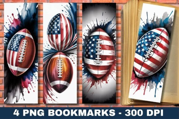 USA Football Flag Splatter Bookmark: Graphics & Print Templates