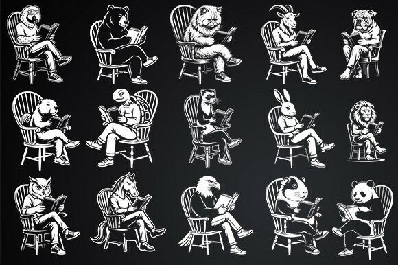 Vintage Animal Book Lover Designs: Graphics for Crafts & Story-Driven Brands