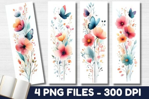 Watercolor Butterfly with Soft Floral Graphics