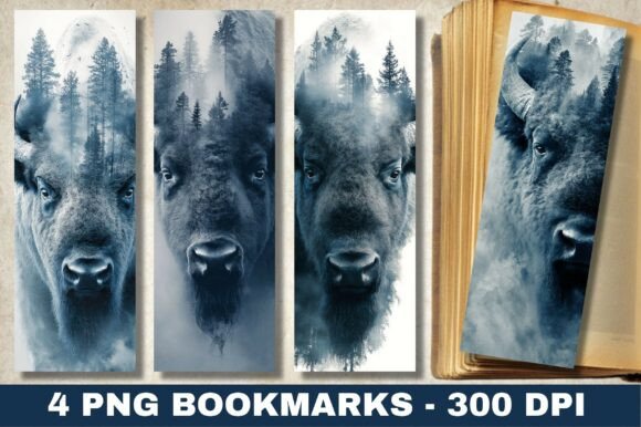 Wild Buffalo Exposure Forest Bookmark: Graphics & Print Templates