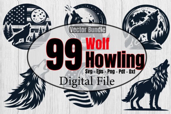 Wolf Howling SVG Bundle: Forest & Animal Graphics for Crafts