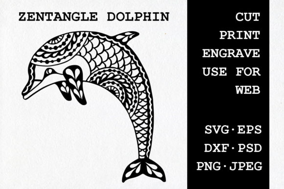 Zentangle Dolphin Template: Graphics & Crafts Asset Review