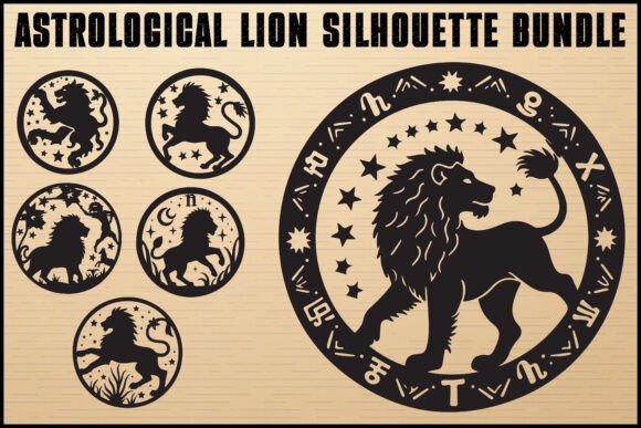 Zodiac Leo Lion Silhouette Pack: Graphics for Crafts
